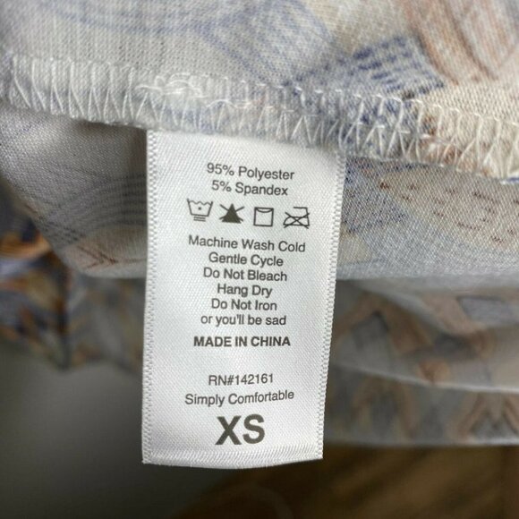 LulaRoe Women’s XS Short Sleeve HiLo Blue Orange Geometric Pattern Shirt - Picture 4 of 4